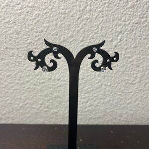 Two Pair of White Rhinestone Stud Earrings